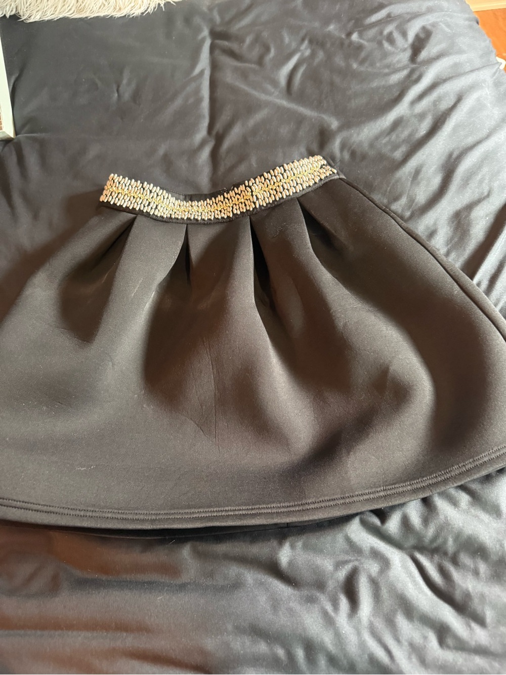 Blue Rain Black Skater Skirt with Beaded Waistband